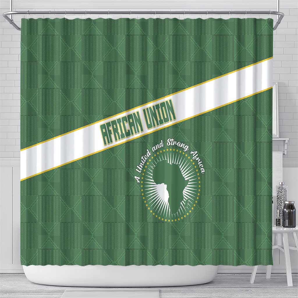 African Union Day Shower Curtain Emblem With Kente Pattern - African Pride