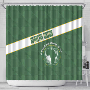African Union Day Shower Curtain Emblem With Kente Pattern - African Pride