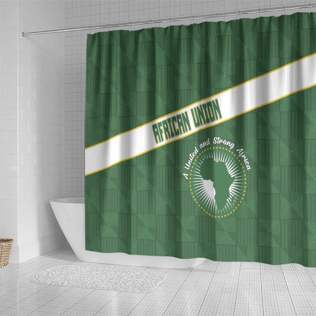 African Union Day Shower Curtain Emblem With Kente Pattern - African Pride