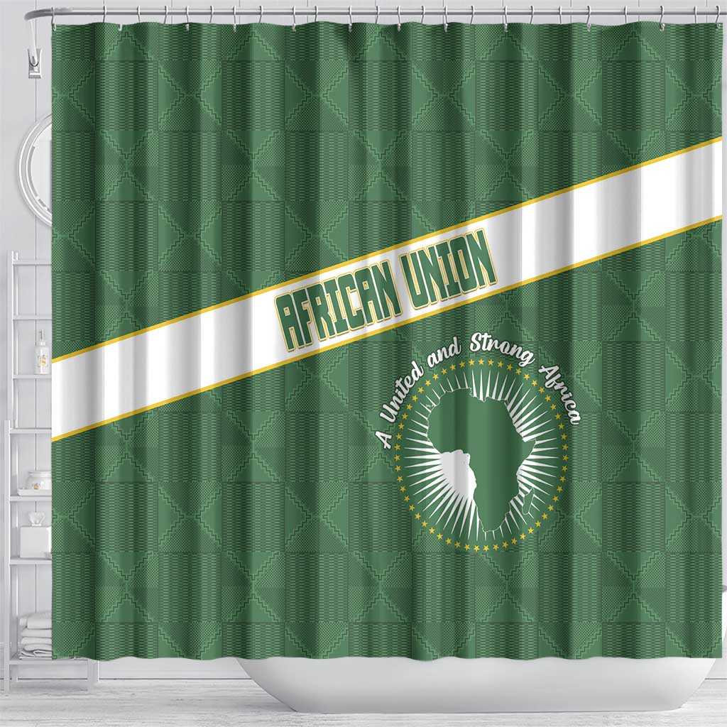 African Union Day Shower Curtain Emblem With Kente Pattern - African Pride