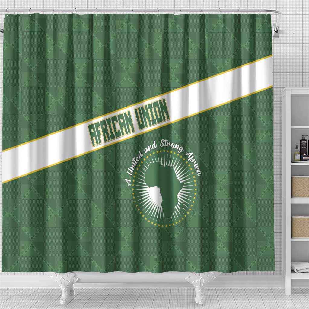 African Union Day Shower Curtain Emblem With Kente Pattern - African Pride
