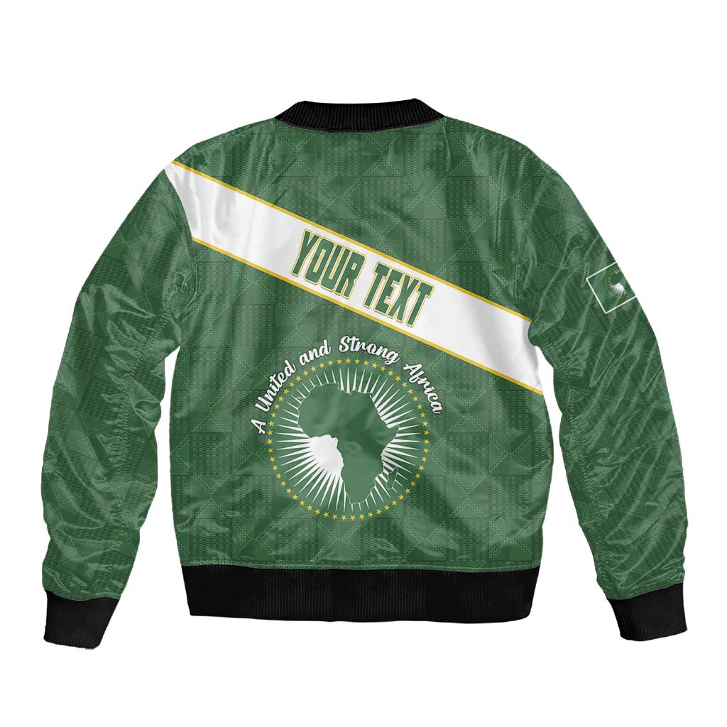 Personalized African Union Day Sleeve Zip Bomber Jacket Emblem With Kente Pattern - African Pride