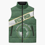 Personalized African Union Day Sleeveless Puffer Jacket Emblem With Kente Pattern