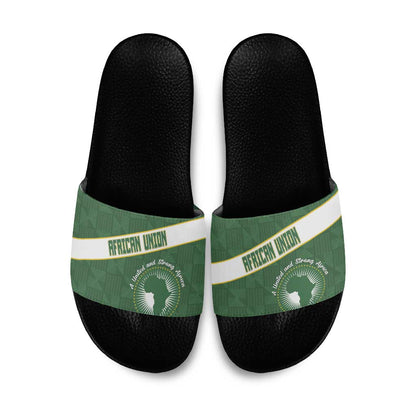 African Union Day Slide Sandals Emblem With Kente Pattern