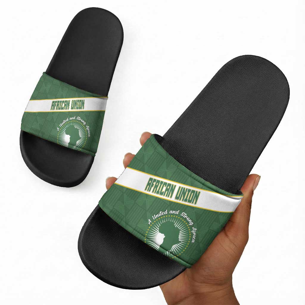 African Union Day Slide Sandals Emblem With Kente Pattern