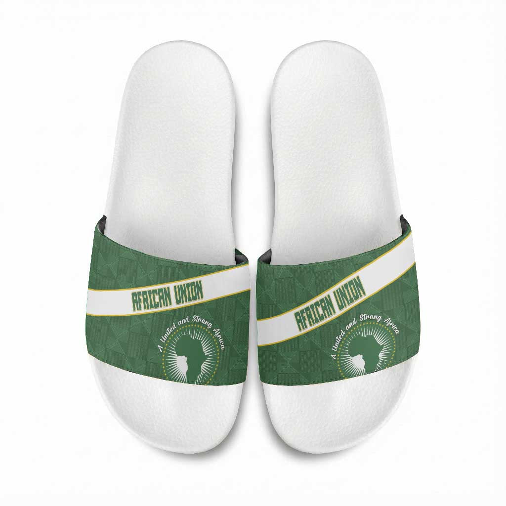 African Union Day Slide Sandals Emblem With Kente Pattern
