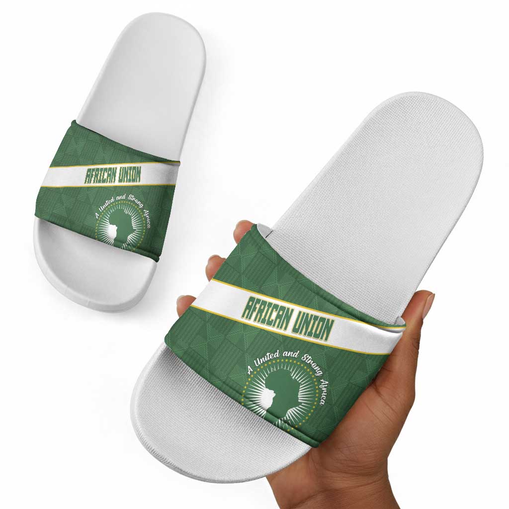 African Union Day Slide Sandals Emblem With Kente Pattern