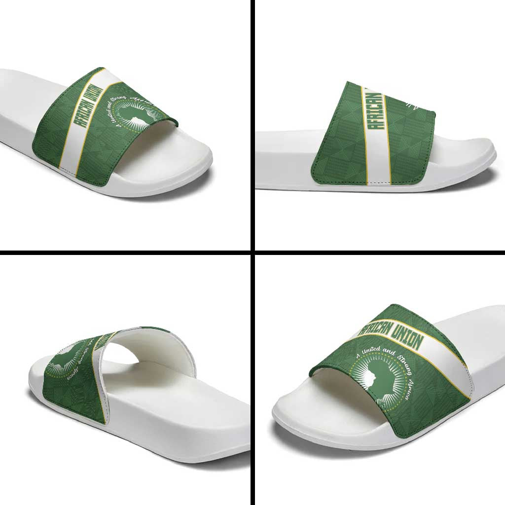 African Union Day Slide Sandals Emblem With Kente Pattern