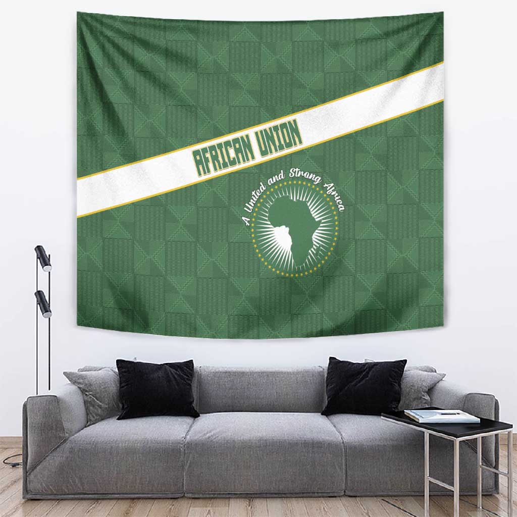 African Union Day Tapestry Emblem With Kente Pattern - African Pride