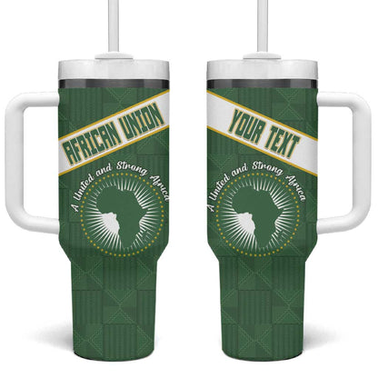 Personalized African Union Day Tumbler With Handle Emblem With Kente Pattern - African Pride
