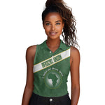 Personalized African Union Day Women Sleeveless Polo Shirt Emblem With Kente Pattern - African Pride