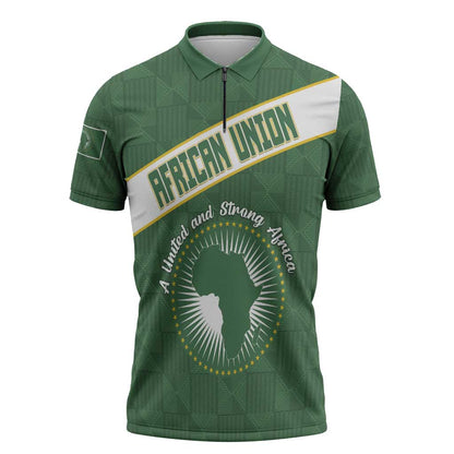Personalized African Union Day Zipper Polo Shirt Emblem With Kente Pattern