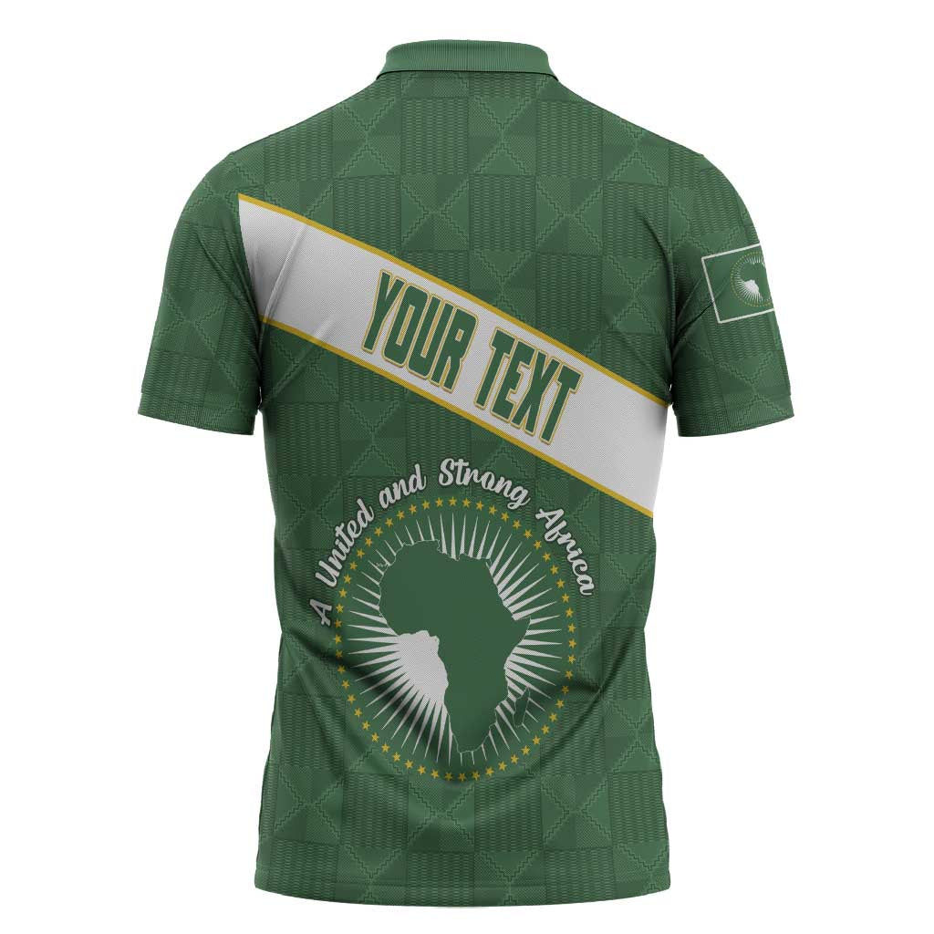 Personalized African Union Day Zipper Polo Shirt Emblem With Kente Pattern