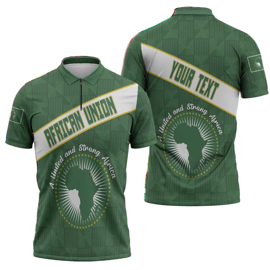 Personalized African Union Day Zipper Polo Shirt Emblem With Kente Pattern