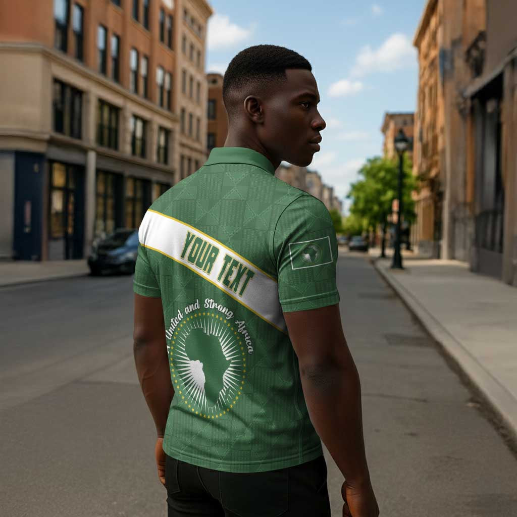 Personalized African Union Day Zipper Polo Shirt Emblem With Kente Pattern