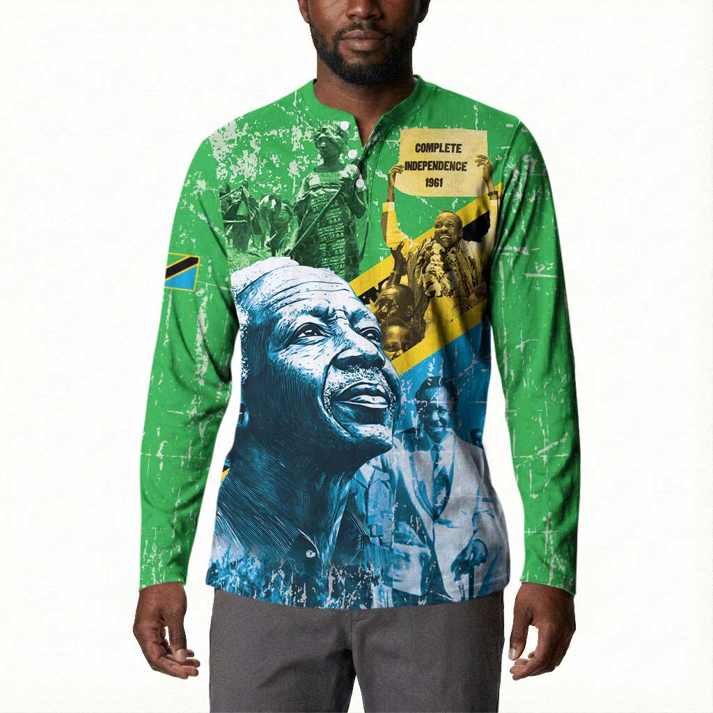 Happy Tanzania Nyerere Day Button Sweatshirt One Nation - One People