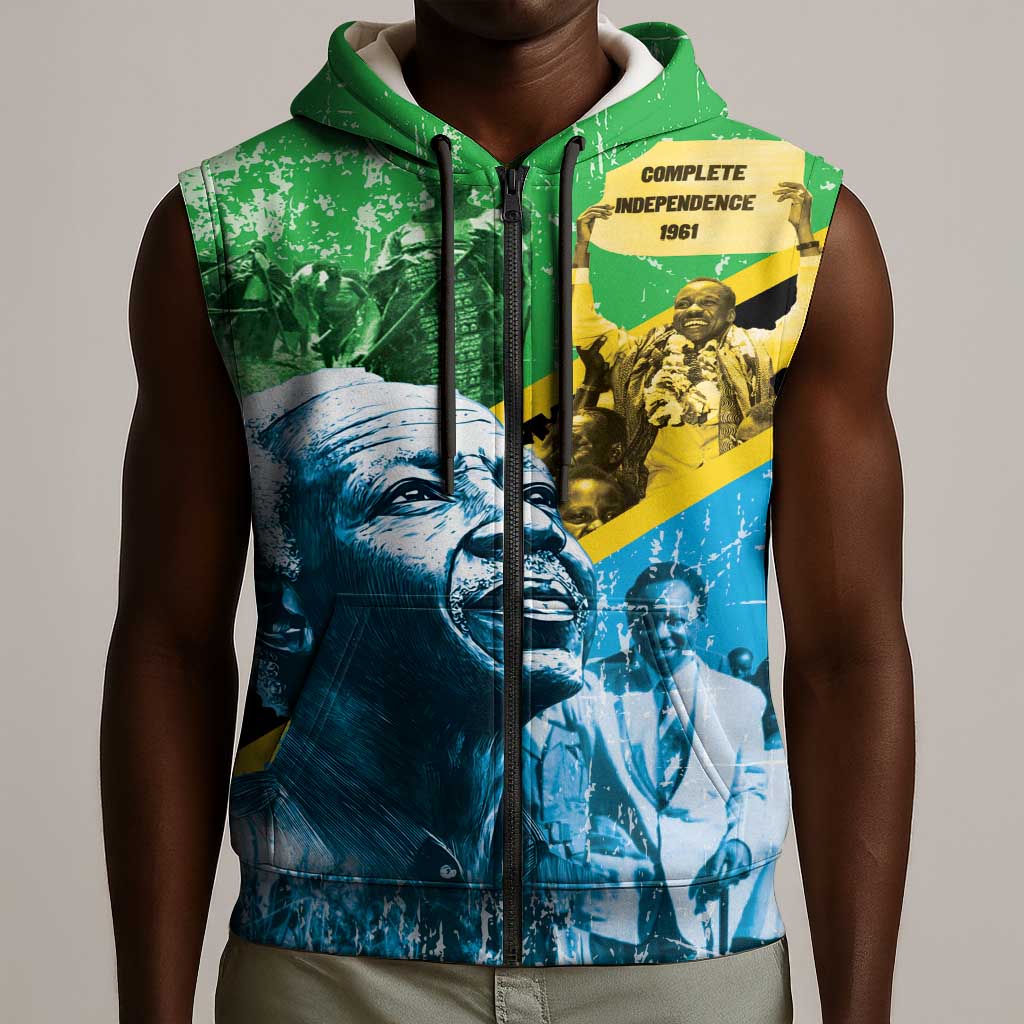 Tanzania Julius Nyerere Sleeveless Zip Hoodie One Nation - One People - African Pride