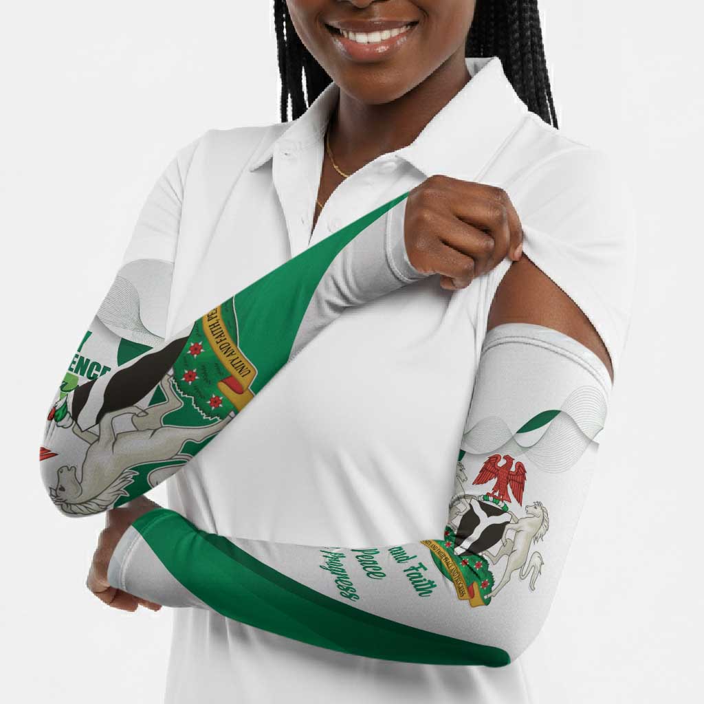 Personalized Nigeria Independence Day Arm Sleeves Unity and Faith Peace and Progress