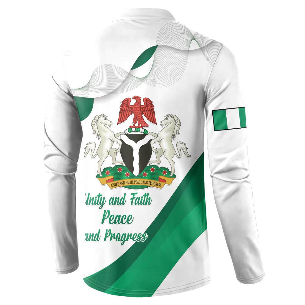 Personalized Nigeria Independence Day Button Sweatshirt Unity and Faith Peace and Progress