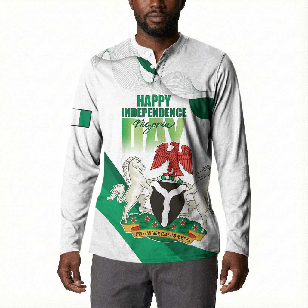 Personalized Nigeria Independence Day Button Sweatshirt Unity and Faith Peace and Progress