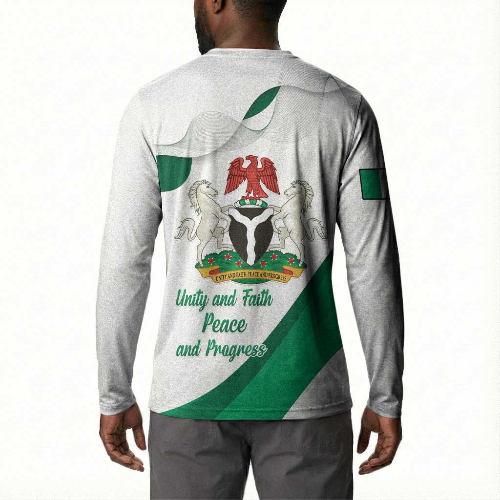Personalized Nigeria Independence Day Button Sweatshirt Unity and Faith Peace and Progress