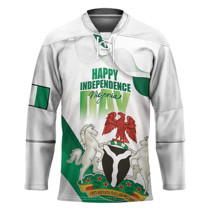 Personalized Nigeria Independence Day Hockey Jersey Unity and Faith Peace and Progress