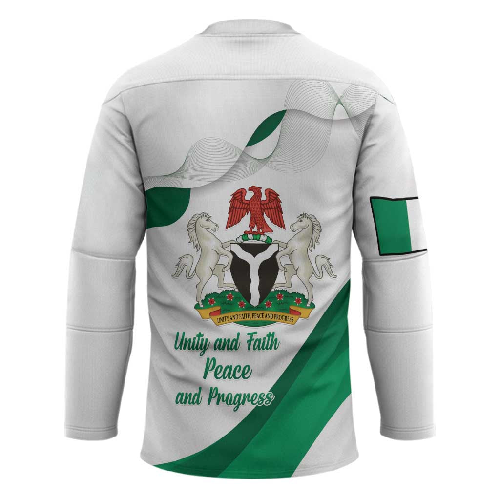 Personalized Nigeria Independence Day Hockey Jersey Unity and Faith Peace and Progress