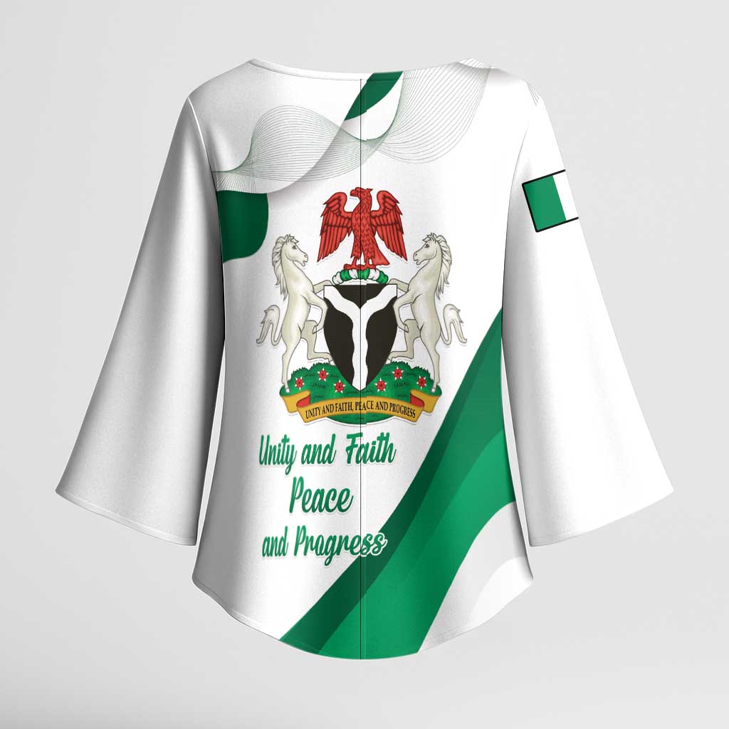 Personalized Nigeria Independence Day Kimono Sleeve Blouse Unity and Faith Peace and Progress