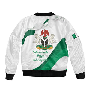 Nigeria Personalized Sleeve Zip Bomber Jacket Happy Independence Day - African Pride