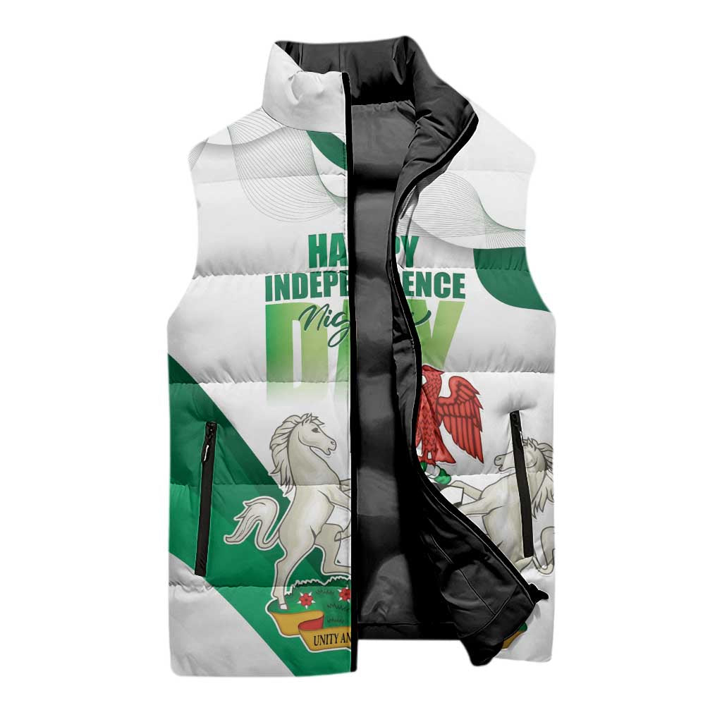 Personalized Nigeria Independence Day Sleeveless Puffer Jacket Unity and Faith Peace and Progress
