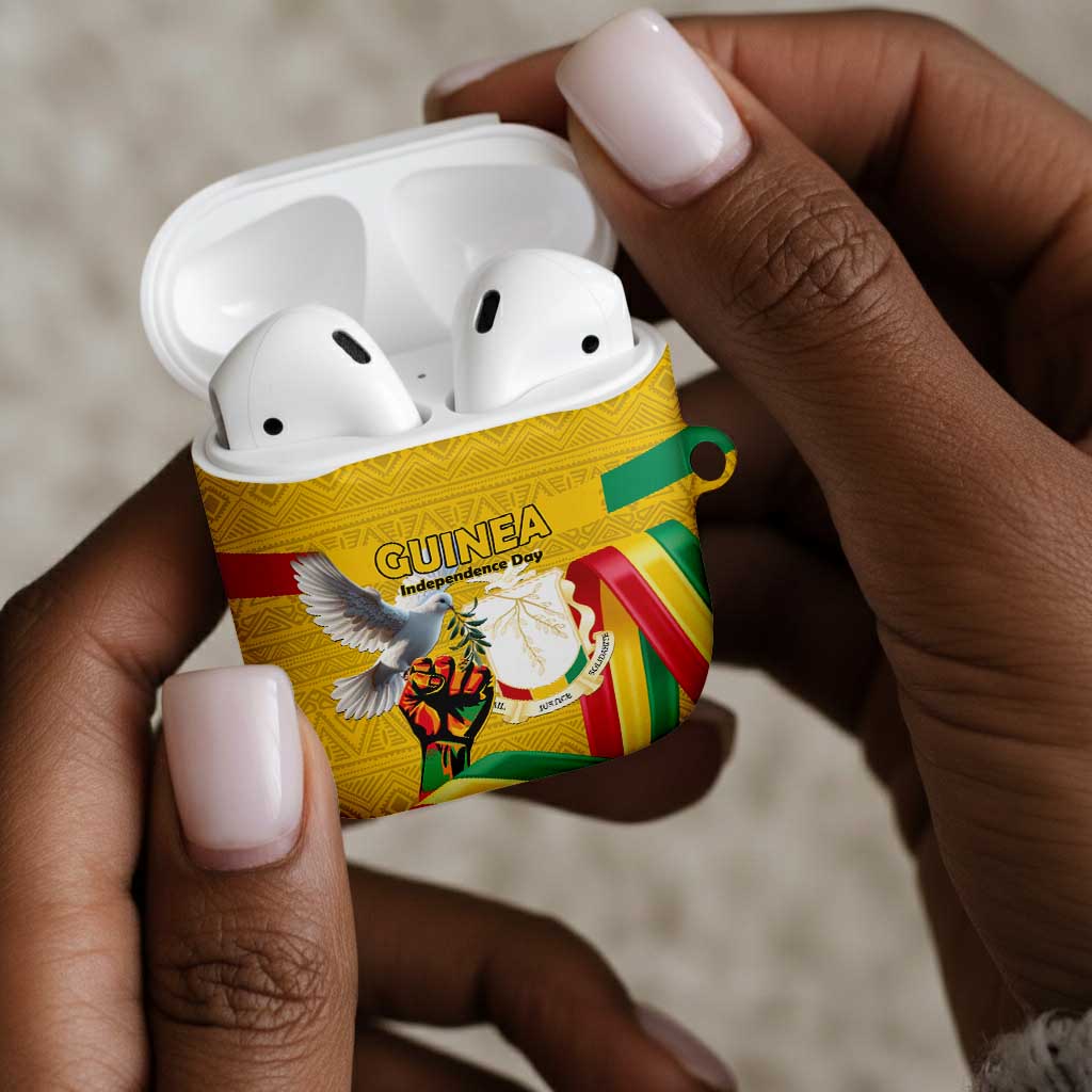 Guinea Independence Day AirPods Case Coat Of Arms With African Pattern