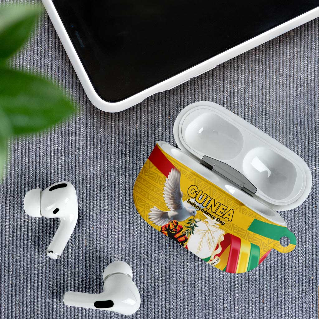 Guinea Independence Day AirPods Case Coat Of Arms With African Pattern