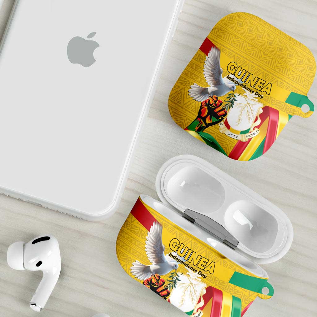 Guinea Independence Day AirPods Case Coat Of Arms With African Pattern