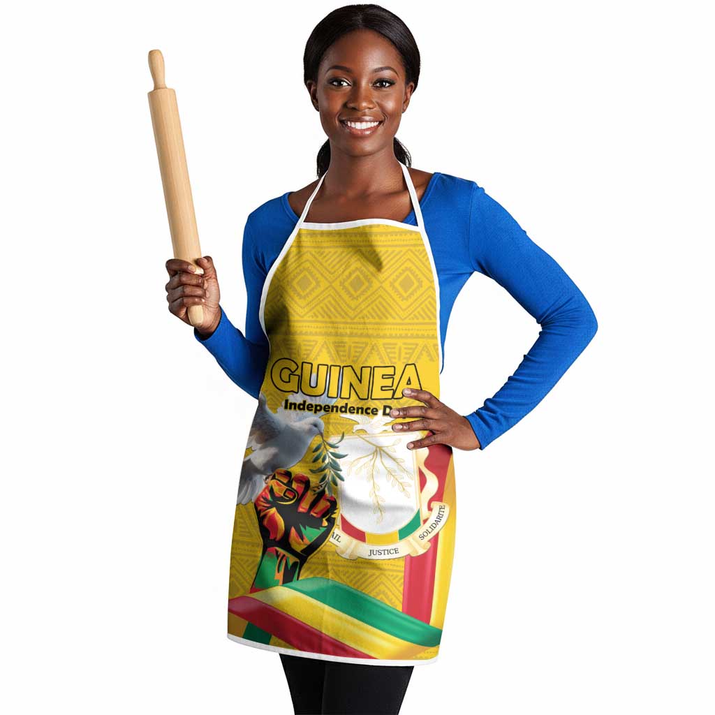 Guinea Independence Day Apron Coat Of Arms With African Pattern
