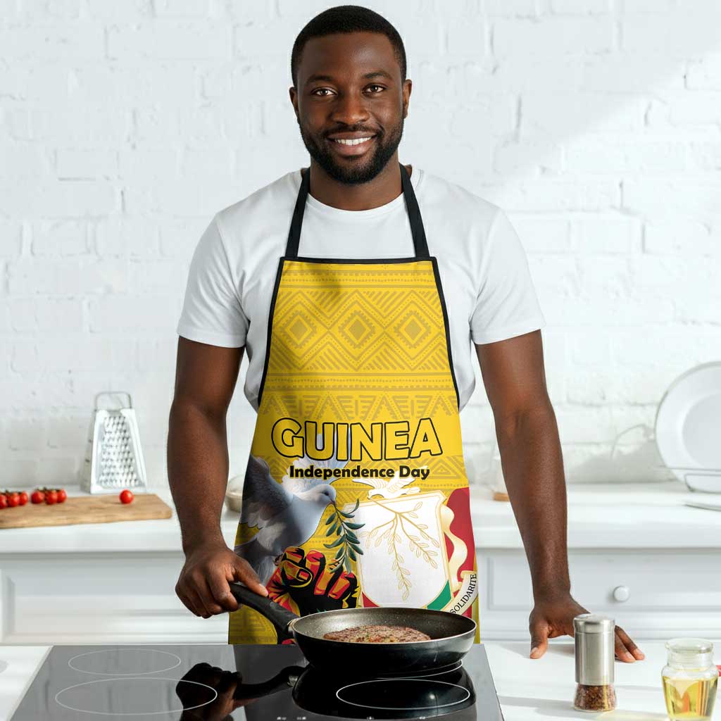 Guinea Independence Day Apron Coat Of Arms With African Pattern