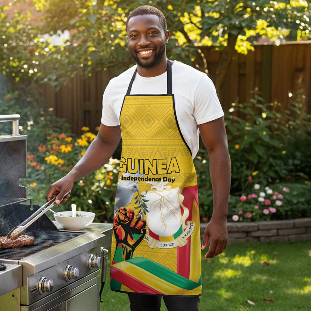 Guinea Independence Day Apron Coat Of Arms With African Pattern