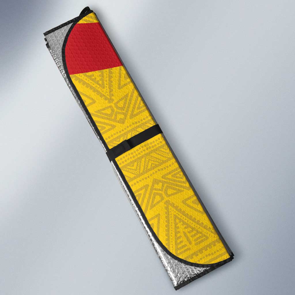 Guinea Independence Day Auto Sun Shade Coat Of Arms With African Pattern
