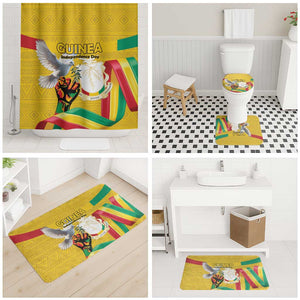 Guinea Independence Day Bathroom Set Coat Of Arms With African Pattern
