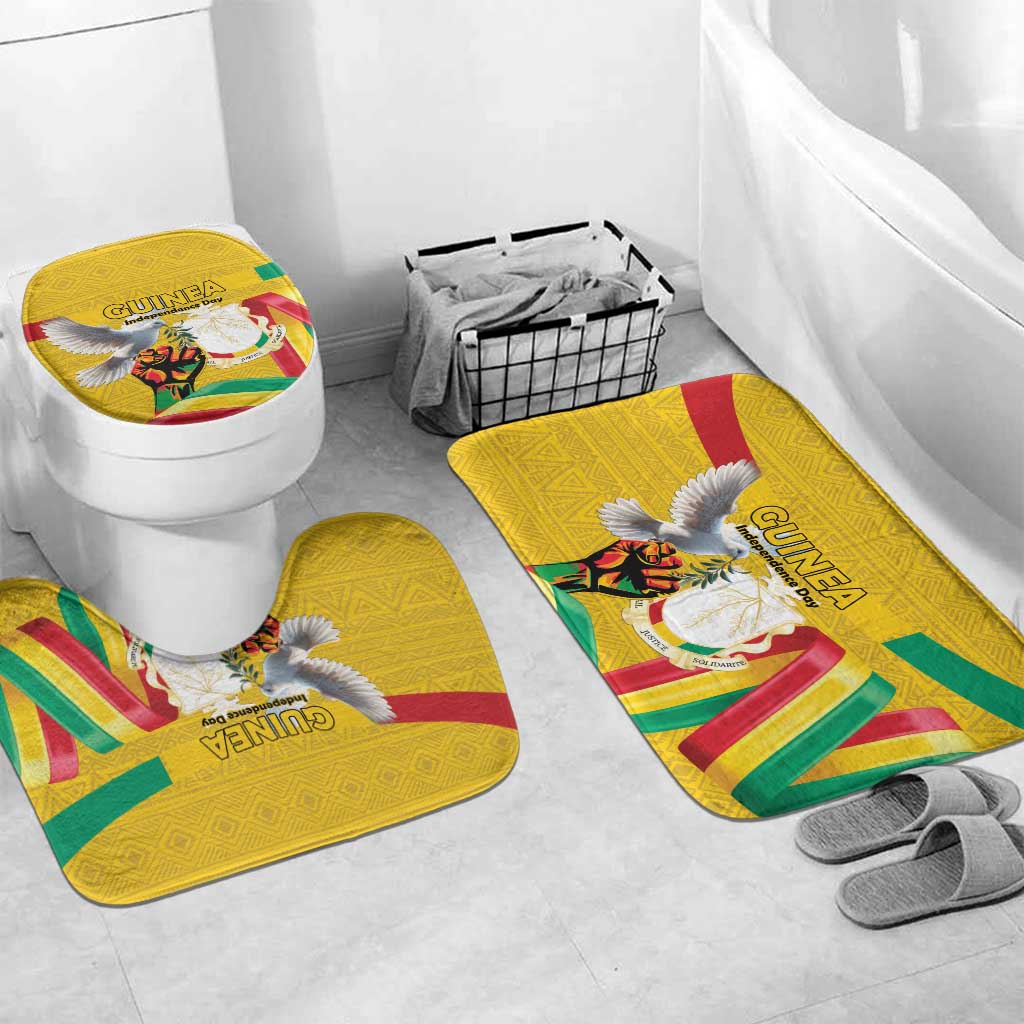 Guinea Independence Day Bathroom Set Coat Of Arms With African Pattern