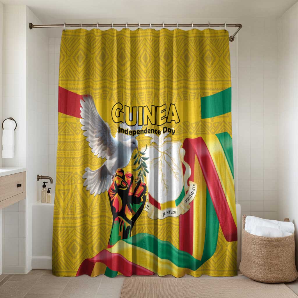 Guinea Independence Day Bathroom Set Coat Of Arms With African Pattern
