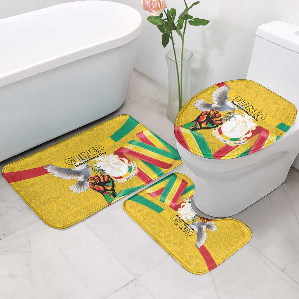 Guinea Independence Day Bathroom Set Coat Of Arms With African Pattern