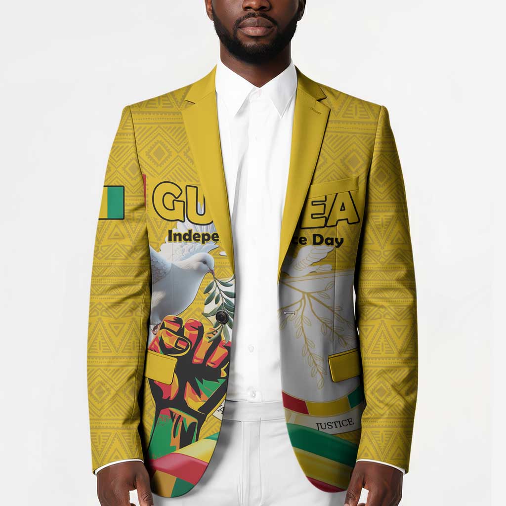 Personalized Guinea Independence Day Blazer Coat Of Arms With African Pattern