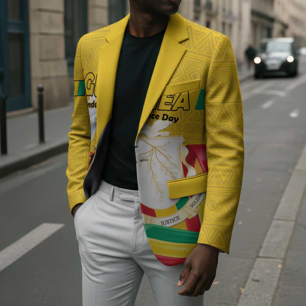 Personalized Guinea Independence Day Blazer Coat Of Arms With African Pattern