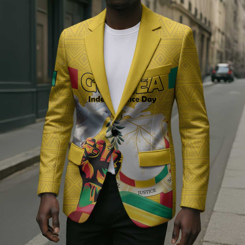 Personalized Guinea Independence Day Blazer Coat Of Arms With African Pattern