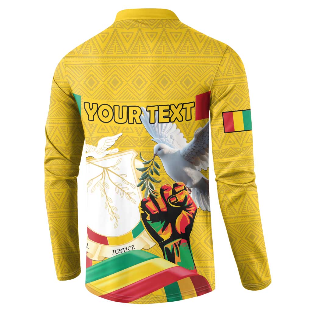 Personalized Guinea Independence Day Button Sweatshirt Coat Of Arms With African Pattern