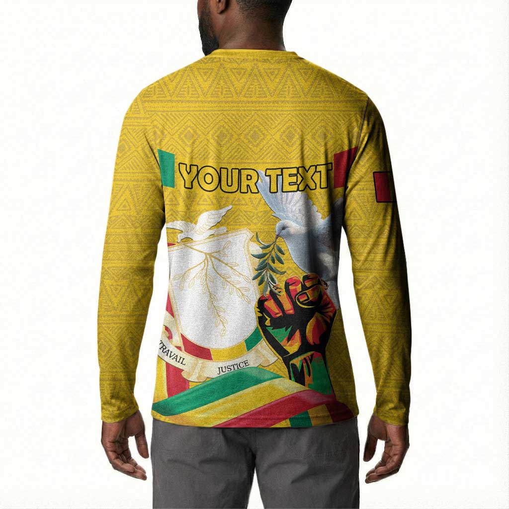 Personalized Guinea Independence Day Button Sweatshirt Coat Of Arms With African Pattern