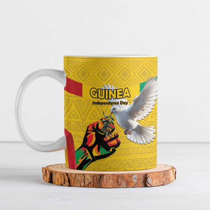 Personalized Guinea Independence Day Ceramic Mug Coat Of Arms With African Pattern