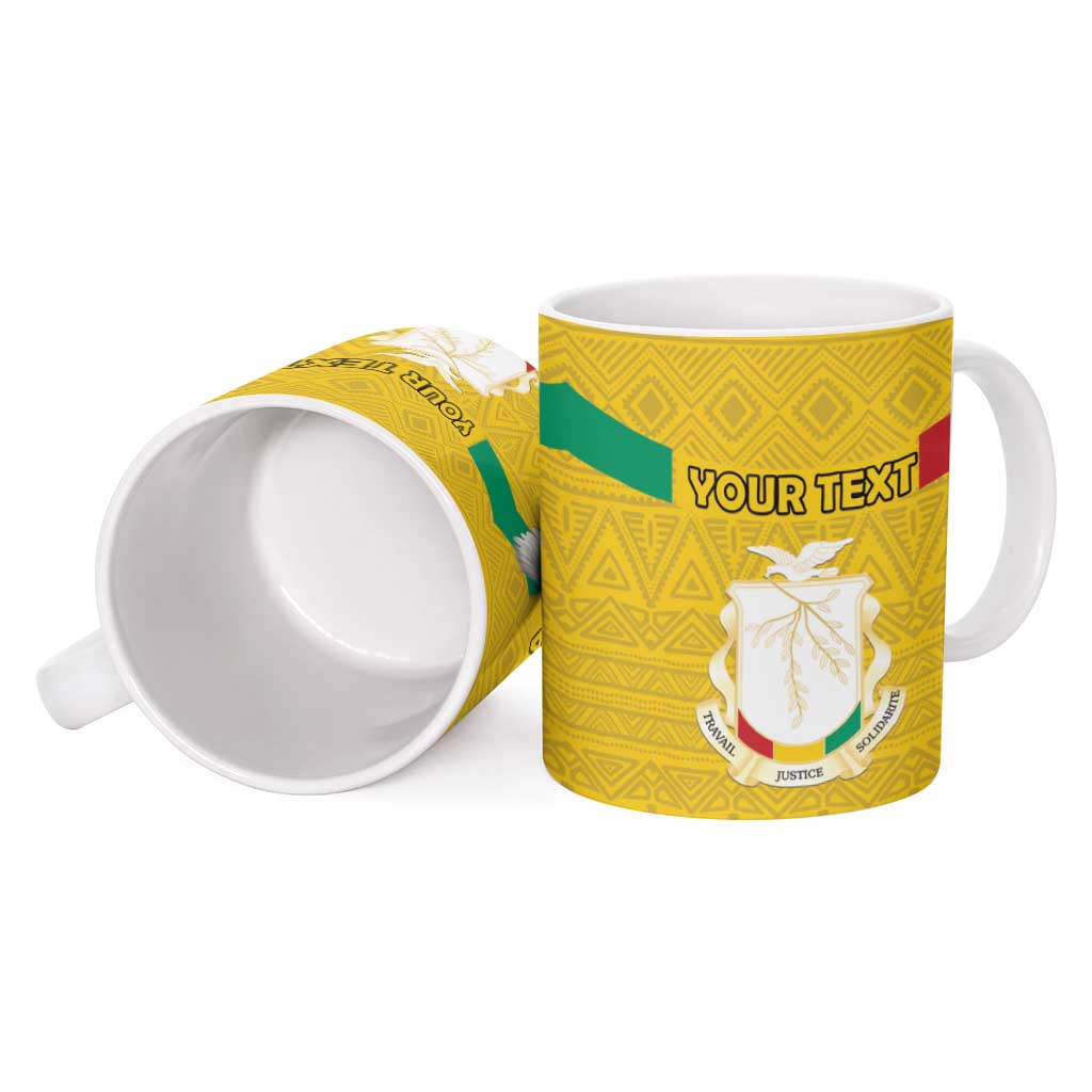 Personalized Guinea Independence Day Ceramic Mug Coat Of Arms With African Pattern