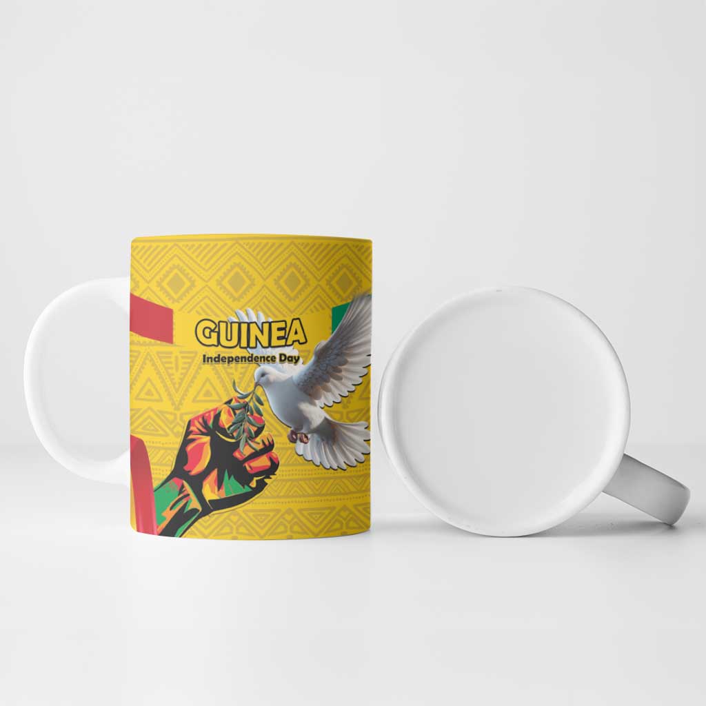 Personalized Guinea Independence Day Ceramic Mug Coat Of Arms With African Pattern