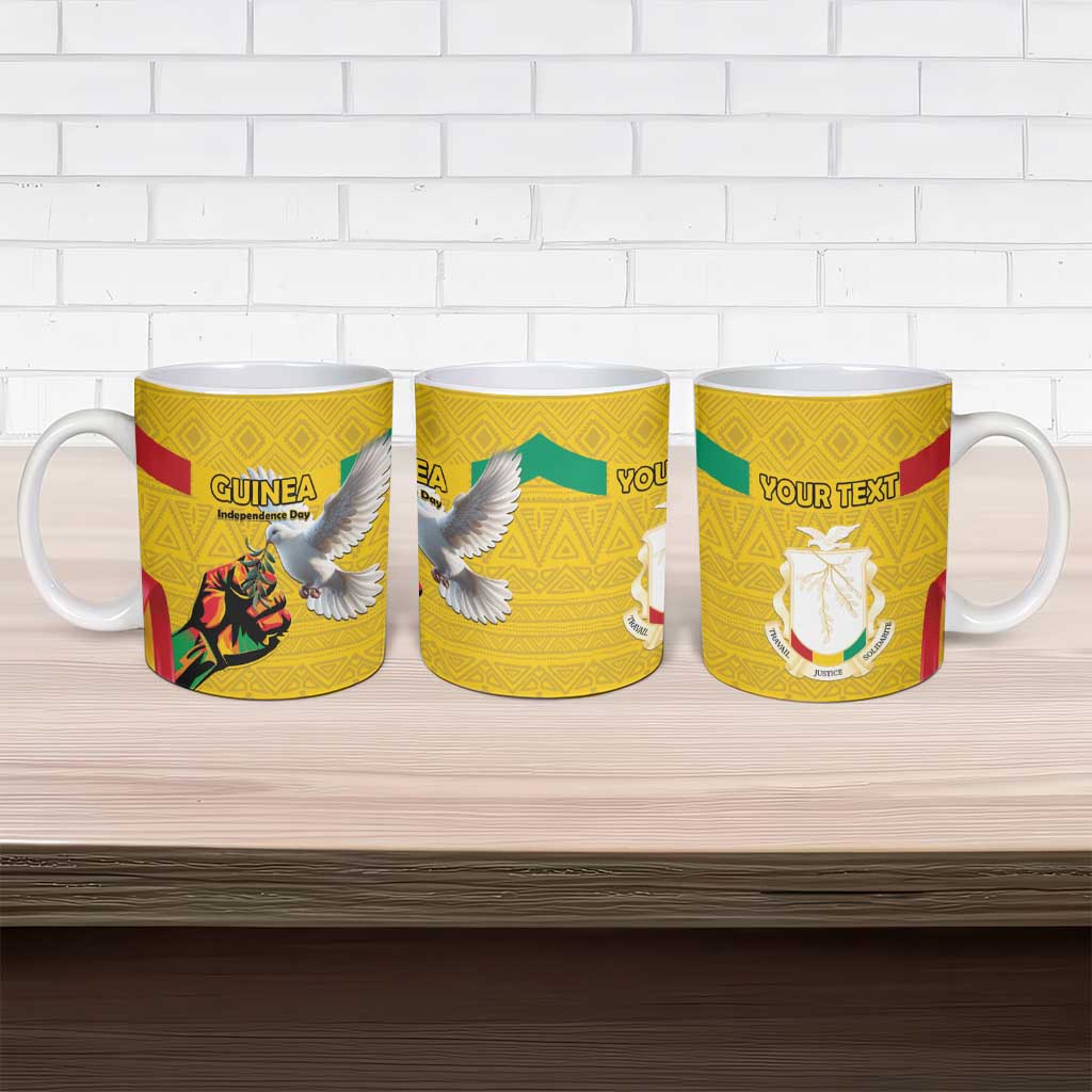 Personalized Guinea Independence Day Ceramic Mug Coat Of Arms With African Pattern